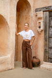 Jia Brown Lace Detail Pants
