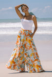 Noemi Orange Floral Wide Leg Pants