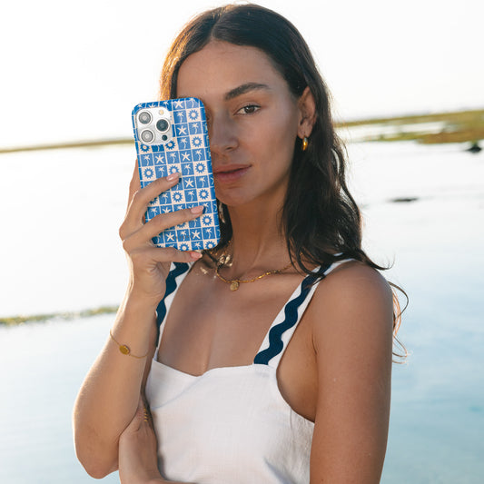 Oliana Blue Tropical Tile iPhone Case