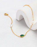 Viridis Green Zirconia and Pearl Bracelet
