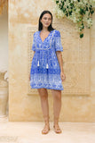 Saphira Blue Boho Mini Dress