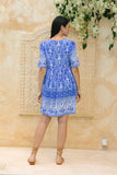 Saphira Blue Boho Mini Dress
