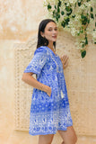 Saphira Blue Boho Mini Dress