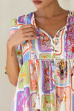 Tarot Multicolour Abstract V-Neck Mini Dress