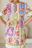 Tarot Multicolour Abstract V-Neck Mini Dress