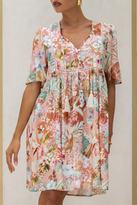 Jungle Multicolour Tropical V-Neck Mini Dress