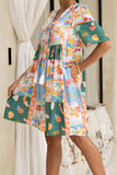 Praia Multicolour Tropical V-Neck Mini Dress