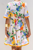 Felicity Orange Floral V-Neck Mini Dress