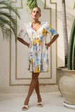 Florida Blue Tropical V-Neck Mini Dress