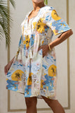 Florida Blue Tropical V-Neck Mini Dress