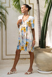 Florida Blue Tropical V-Neck Mini Dress
