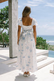 Marini 白色蓝色热带多路长连衣裙