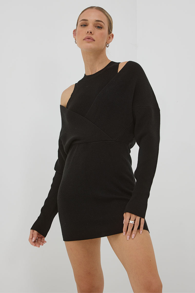 Legacy Black Reversible Knit Combo Mini Dress