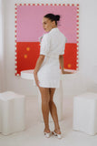 Chloe White Button Down Belted Mini Dress