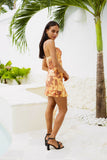 Olivia Yellow Abstract Cascading Frill Mesh Mini Dress