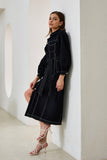 Cleo Black Button Down Belted Midi Dress