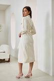 Cleo Cream Button Down Belted Midi Dress