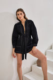 Asher Black Zip Front Long Sleeve Playsuit