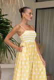 Indie Yellow Stripe Polka Dot Maxi Dress