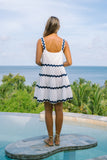 Kalliope White Navy Ric Rac Tiered Mini Dress