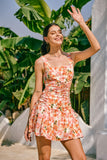 Primrose Pink Orange Floral Tie Mini Dress