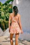 Primrose Pink Orange Floral Tie Mini Dress