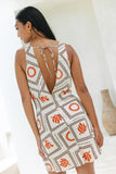Savita Beige Rust Tropical Bias Mini Dress