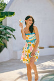 Magnolia Yellow Blue Floral Ric Rac Mini Dress