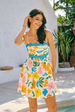 Magnolia Yellow Blue Floral Ric Rac Mini Dress