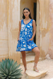 Soquila Blue Tropical Ric Rac Mini Dress