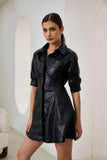 Aida Black Faux Leather PU Mini Dress