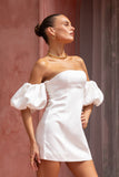 Penelope White Puff Sleeve Mini Dress