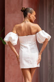 Penelope White Puff Sleeve Mini Dress