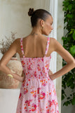 Emery Pink Floral Midi Dress