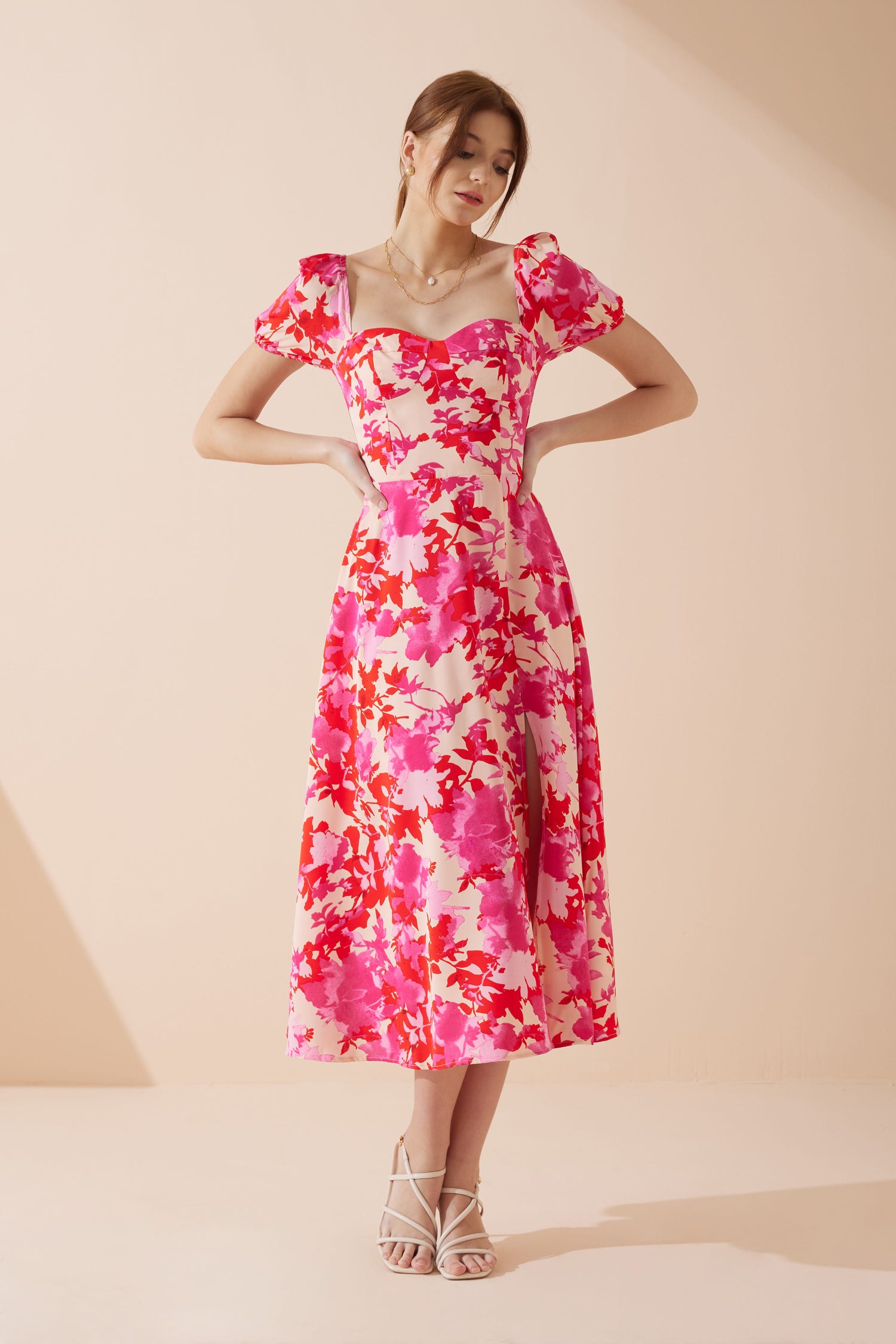 floral sweetheart midi dress Sunlit Willow Floral Sweetheart Midi Dress in Teal Floral