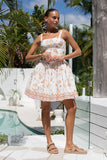 Ailani Brown Tropical Flared Mini Dress