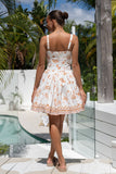 Ailani Brown Tropical Flared Mini Dress