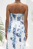 Charise Blue Floral Strapless Maxi Dress