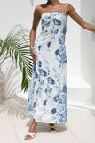 Charise Blue Floral Strapless Maxi Dress