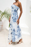 Charise Blue Floral Strapless Maxi Dress