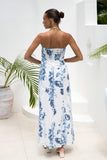 Charise Blue Floral Strapless Maxi Dress
