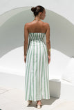 Zadie Green Stripe Strapless Maxi Dress