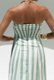 Zadie Green Stripe Strapless Maxi Dress