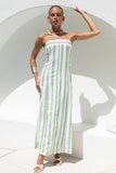 Zadie Green Stripe Strapless Maxi Dress