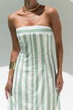 Zadie Green Stripe Strapless Maxi Dress
