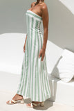 Zadie Green Stripe Strapless Maxi Dress