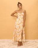 Elise Yellow Floral Midi Dress