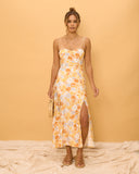 Elise Yellow Floral Midi Dress