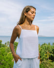 Levie White Linen Cami Top