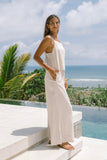 Levie Beige Linen Wide Leg Pants